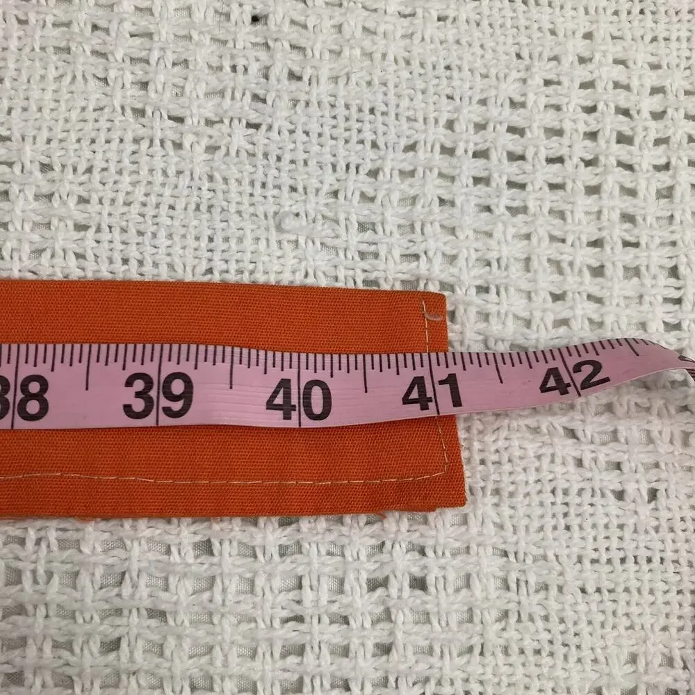 Retro Orange Kitchen Apron Handmade Floral Pocket Short Waist Tie Vintage